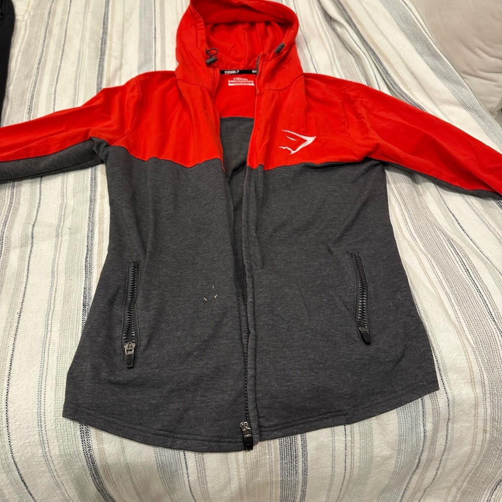 Gymshark Red and Gray Lightweight Jacket and sweatpants
